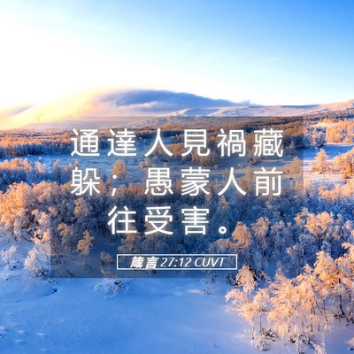 Picture 05 - 箴 言 27:12 CUVT - 通 達 人 見 禍 藏 躲 ； 愚 蒙 人 前 - Bible Verse Picture