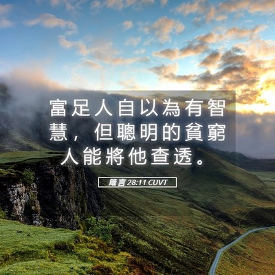Picture 05 - 箴 言 28:11 CUVT - 富 足 人 自 以 為 有 智 慧 ， 但 聰 - Bible Verse Picture