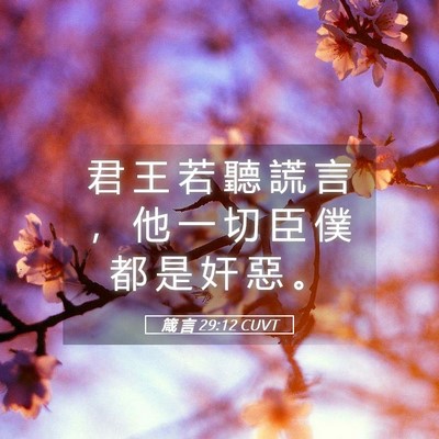 Picture 05 - 箴 言 29:12 CUVT - 君 王 若 聽 謊 言 ， 他 一 切 臣 僕 - Bible Verse Picture