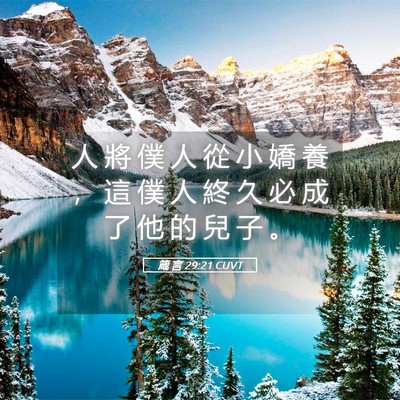 Picture 05 - 箴 言 29:21 CUVT - 人 將 僕 人 從 小 嬌 養 ， 這 僕 人 - Bible Verse Picture