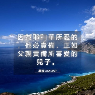 Picture 05 - 箴 言 3:12 CUVT - 因 為 耶 和 華 所 愛 的 ， 他 必 責 - Bible Verse Picture