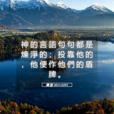 Picture 05 - 箴 言 30:5 CUVT - 神 的 言 語 句 句 都 是 煉 淨 的 ； - Bible Verse Picture
