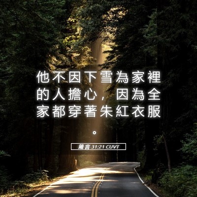 Picture 05 - 箴 言 31:21 CUVT - 他 不 因 下 雪 為 家 裡 的 人 擔 心 - Bible Verse Picture