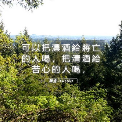 Picture 05 - 箴 言 31:6 CUVT - 可 以 把 濃 酒 給 將 亡 的 人 喝 ， - Bible Verse Picture