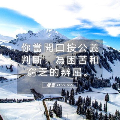 Picture 05 - 箴 言 31:9 CUVT - 你 當 開 口 按 公 義 判 斷 ， 為 困 - Bible Verse Picture