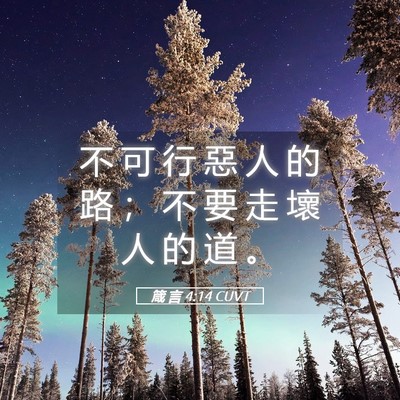 Picture 05 - 箴 言 4:14 CUVT - 不 可 行 惡 人 的 路 ； 不 要 走 壞 - Bible Verse Picture
