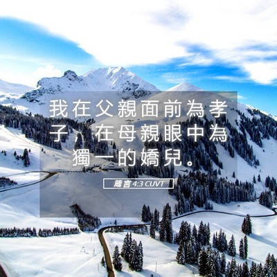 Picture 05 - 箴 言 4:3 CUVT - 我 在 父 親 面 前 為 孝 子 ， 在 母 - Bible Verse Picture