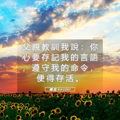 Picture 05 - 箴 言 4:4 CUVT - 父 親 教 訓 我 說 ： 你 心 要 存 記 - Bible Verse Picture