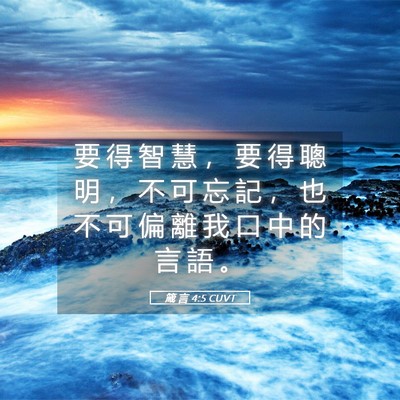 Picture 05 - 箴 言 4:5 CUVT - 要 得 智 慧 ， 要 得 聰 明 ， 不 可 - Bible Verse Picture