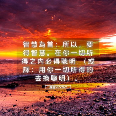 Picture 05 - 箴 言 4:7 CUVT - 智 慧 為 首 ； 所 以 ， 要 得 智 慧 - Bible Verse Picture