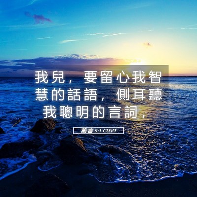 Picture 05 - 箴 言 5:1 CUVT - 我 兒 ， 要 留 心 我 智 慧 的 話 語 - Bible Verse Picture