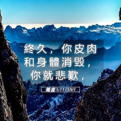 Picture 05 - 箴 言 5:11 CUVT - 終 久 ， 你 皮 肉 和 身 體 消 毀 ， - Bible Verse Picture