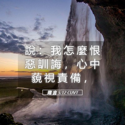 Picture 05 - 箴 言 5:12 CUVT - 說 ： 我 怎 麼 恨 惡 訓 誨 ， 心 中 - Bible Verse Picture