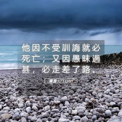 Picture 05 - 箴 言 5:23 CUVT - 他 因 不 受 訓 誨 就 必 死 亡 ； 又 - Bible Verse Picture