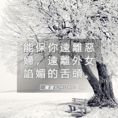 Picture 05 - 箴 言 6:24 CUVT - 能 保 你 遠 離 惡 婦 ， 遠 離 外 女 - Bible Verse Picture