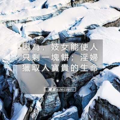 Picture 05 - 箴 言 6:26 CUVT - 因 為 ， 妓 女 能 使 人 只 剩 一 塊 - Bible Verse Picture