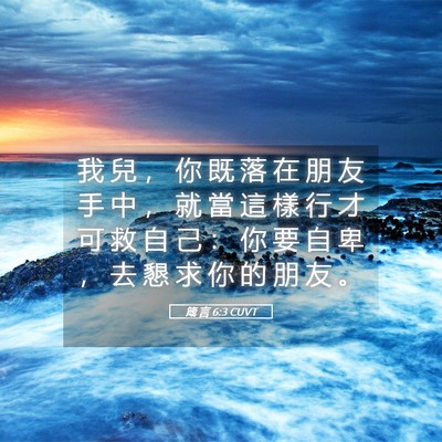Picture 05 - 箴 言 6:3 CUVT - 我 兒 ， 你 既 落 在 朋 友 手 中 ， - Bible Verse Picture