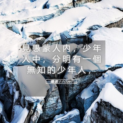 Picture 05 - 箴 言 7:7 CUVT - 見 愚 蒙 人 內 ， 少 年 人 中 ， 分 - Bible Verse Picture