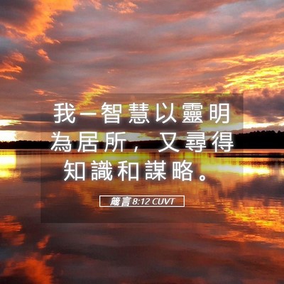 Picture 05 - 箴 言 8:12 CUVT - 我 ─ 智 慧 以 靈 明 為 居 所 ， 又 - Bible Verse Picture
