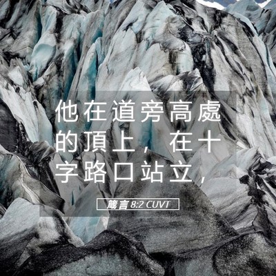 Picture 05 - 箴 言 8:2 CUVT - 他 在 道 旁 高 處 的 頂 上 ， 在 十 - Bible Verse Picture