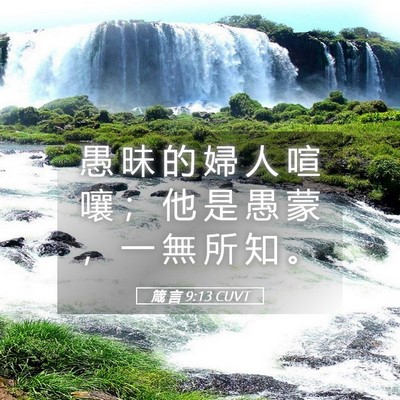 Picture 05 - 箴 言 9:13 CUVT - 愚 昧 的 婦 人 喧 嚷 ； 他 是 愚 蒙 - Bible Verse Picture