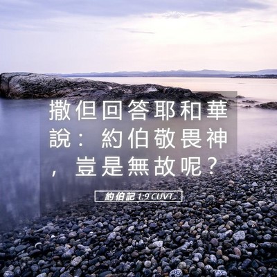 Picture 05 - 約 伯 記 1:9 CUVT - 撒 但 回 答 耶 和 華 說 ： 約 伯 敬 - Bible Verse Picture