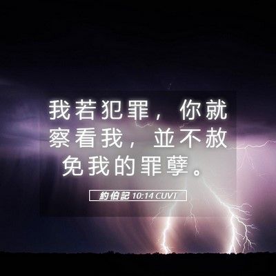 Picture 05 - 約 伯 記 10:14 CUVT - 我 若 犯 罪 ， 你 就 察 看 我 ， 並 - Bible Verse Picture