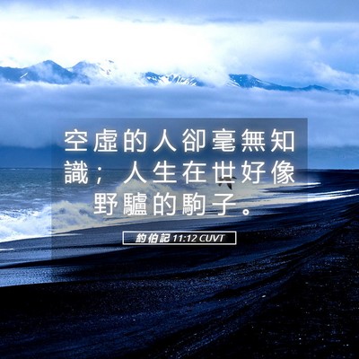 Picture 05 - 約 伯 記 11:12 CUVT - 空 虛 的 人 卻 毫 無 知 識 ； 人 生 - Bible Verse Picture