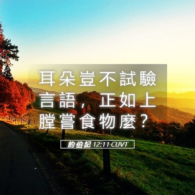 Picture 05 - 約 伯 記 12:11 CUVT - 耳 朵 豈 不 試 驗 言 語 ， 正 如 上 - Bible Verse Picture