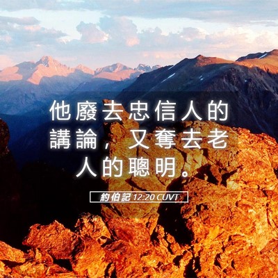 Picture 05 - 約 伯 記 12:20 CUVT - 他 廢 去 忠 信 人 的 講 論 ， 又 奪 - Bible Verse Picture