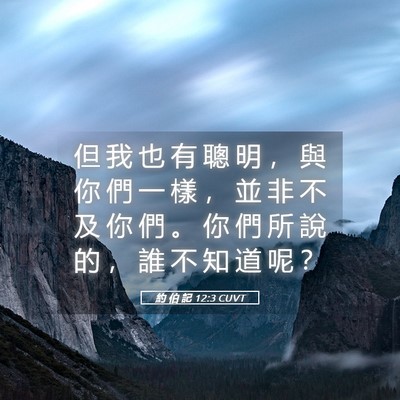 Picture 05 - 約 伯 記 12:3 CUVT - 但 我 也 有 聰 明 ， 與 你 們 一 樣 - Bible Verse Picture
