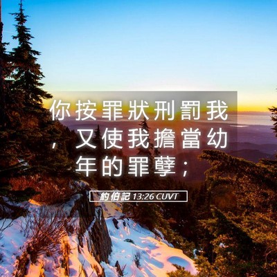 Picture 05 - 約 伯 記 13:26 CUVT - 你 按 罪 狀 刑 罰 我 ， 又 使 我 擔 - Bible Verse Picture