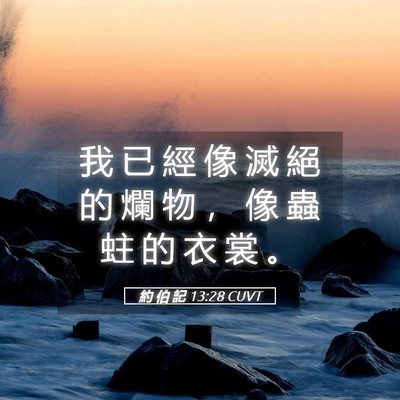 Picture 05 - 約 伯 記 13:28 CUVT - 我 已 經 像 滅 絕 的 爛 物 ， 像 蟲 - Bible Verse Picture