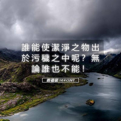 Picture 05 - 約 伯 記 14:4 CUVT - 誰 能 使 潔 淨 之 物 出 於 污 穢 之 - Bible Verse Picture