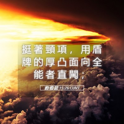 Picture 05 - 約 伯 記 15:26 CUVT - 挺 著 頸 項 ， 用 盾 牌 的 厚 凸 面 - Bible Verse Picture
