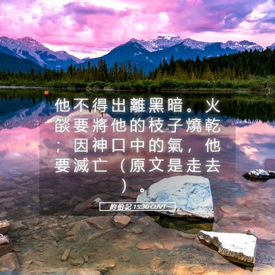 Picture 05 - 約 伯 記 15:30 CUVT - 他 不 得 出 離 黑 暗 。 火 燄 要 將 - Bible Verse Picture