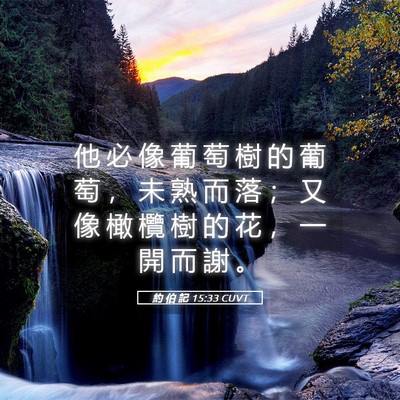 Picture 05 - 約 伯 記 15:33 CUVT - 他 必 像 葡 萄 樹 的 葡 萄 ， 未 熟 - Bible Verse Picture