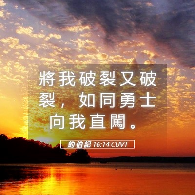 Picture 05 - 約 伯 記 16:14 CUVT - 將 我 破 裂 又 破 裂 ， 如 同 勇 士 - Bible Verse Picture