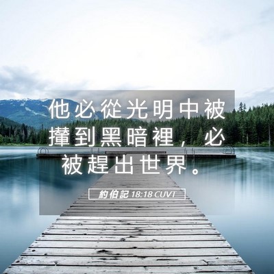 Picture 05 - 約 伯 記 18:18 CUVT - 他 必 從 光 明 中 被 攆 到 黑 暗 裡 - Bible Verse Picture
