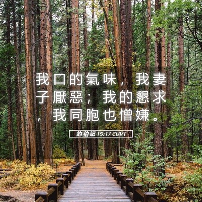 Picture 05 - 約 伯 記 19:17 CUVT - 我 口 的 氣 味 ， 我 妻 子 厭 惡 ； - Bible Verse Picture