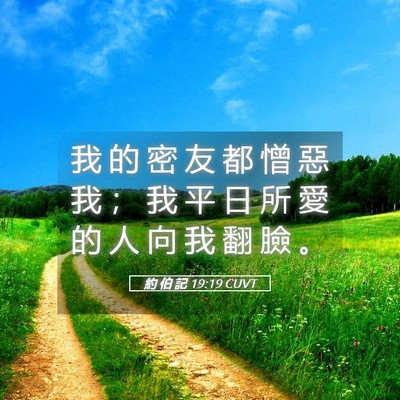 Picture 05 - 約 伯 記 19:19 CUVT - 我 的 密 友 都 憎 惡 我 ； 我 平 日 - Bible Verse Picture