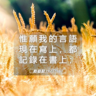Picture 05 - 約 伯 記 19:23 CUVT - 惟 願 我 的 言 語 現 在 寫 上 ， 都 - Bible Verse Picture