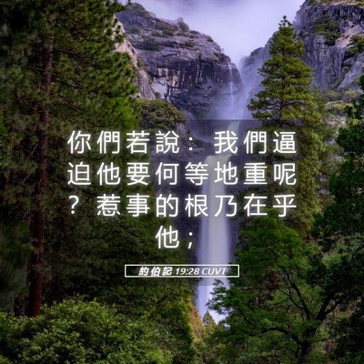 Picture 05 - 約 伯 記 19:28 CUVT - 你 們 若 說 ： 我 們 逼 迫 他 要 何 - Bible Verse Picture