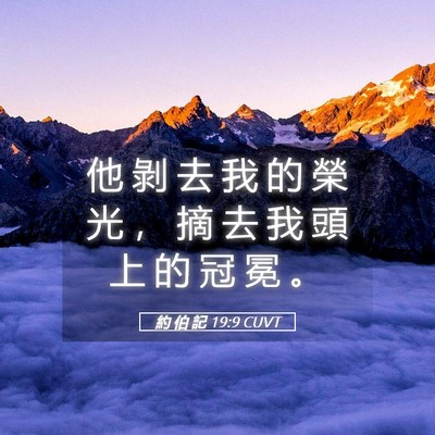Picture 05 - 約 伯 記 19:9 CUVT - 他 剝 去 我 的 榮 光 ， 摘 去 我 頭 - Bible Verse Picture