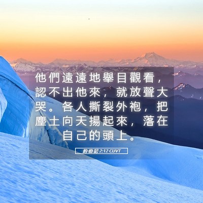 Picture 05 - 約 伯 記 2:12 CUVT - 他 們 遠 遠 地 舉 目 觀 看 ， 認 不 - Bible Verse Picture