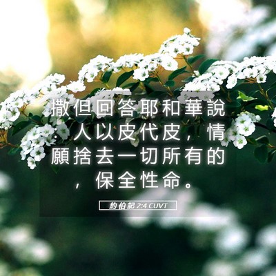 Picture 05 - 約 伯 記 2:4 CUVT - 撒 但 回 答 耶 和 華 說 ： 人 以 皮 - Bible Verse Picture