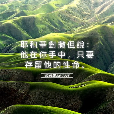 Picture 05 - 約 伯 記 2:6 CUVT - 耶 和 華 對 撒 但 說 ： 他 在 你 手 - Bible Verse Picture