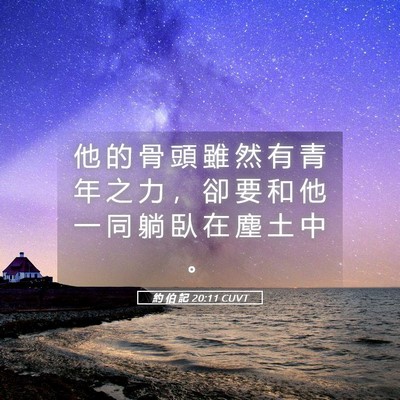 Picture 05 - 約 伯 記 20:11 CUVT - 他 的 骨 頭 雖 然 有 青 年 之 力 ， - Bible Verse Picture