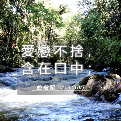 Picture 05 - 約 伯 記 20:13 CUVT - 愛 戀 不 捨 ， 含 在 口 中 - Bible Verse Picture