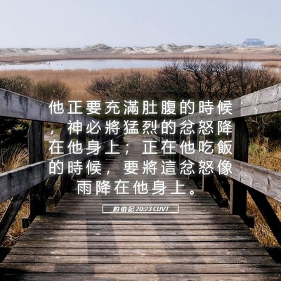 Picture 05 - 約 伯 記 20:23 CUVT - 他 正 要 充 滿 肚 腹 的 時 候 ， 神 - Bible Verse Picture
